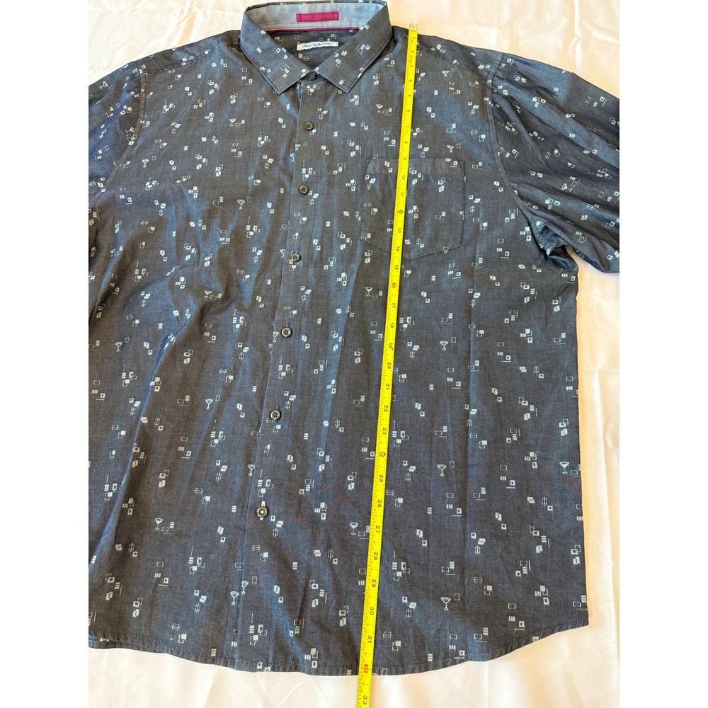 Tommy Bahama Mens Button Up Shirt XXL Blue Geometric Long Sleeve Casual Preppy - Picture 9 of 9